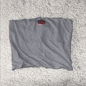 Striped blue and white crop top